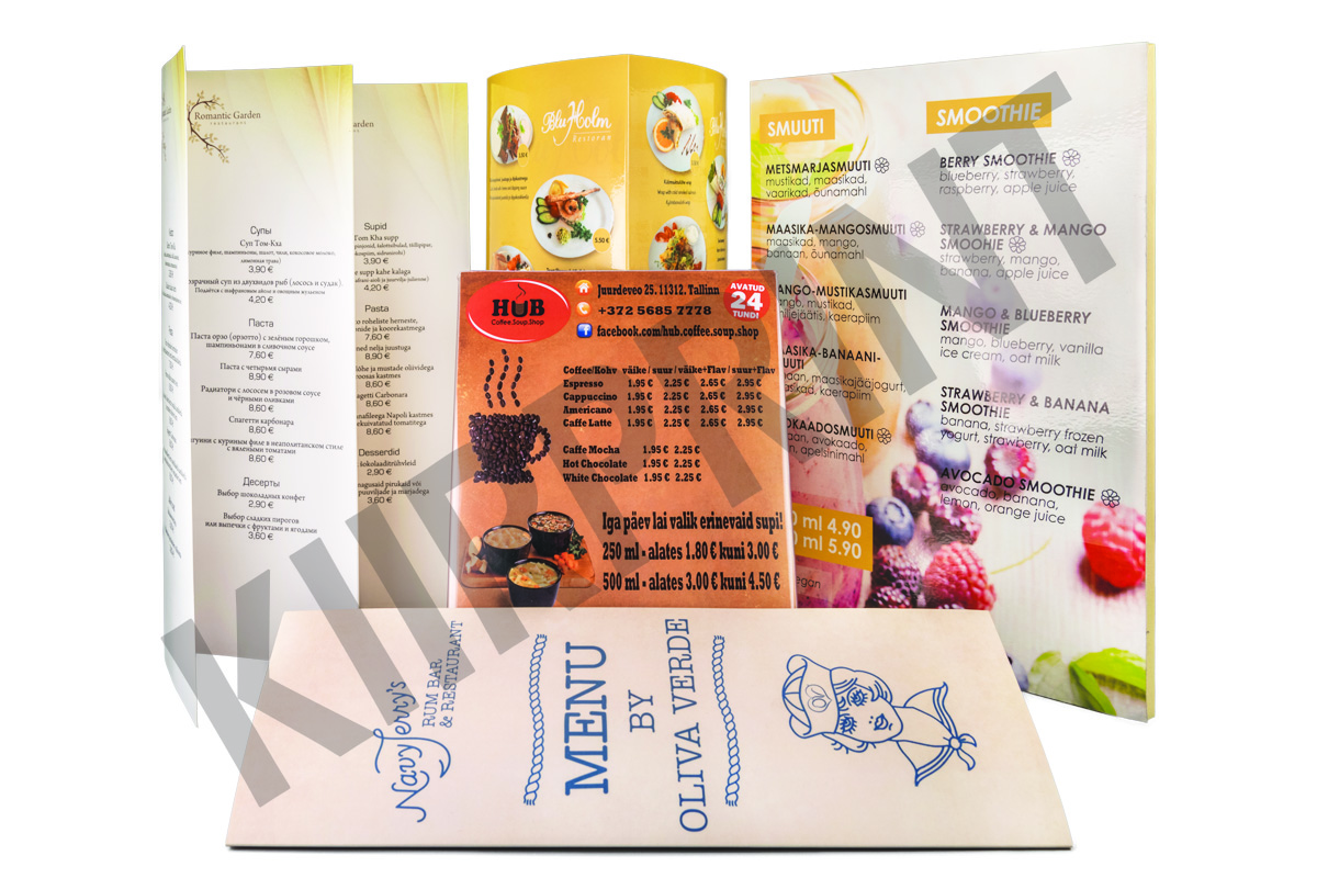 Menüüde trükk Tallinnas | Restorani- ja kohvikumenüüd | Kiirprint